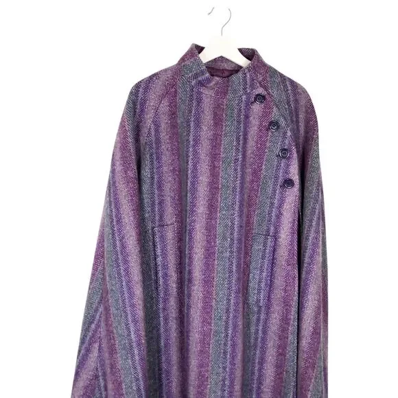 Jimmy Hourihan Cape 100% Pure New Wool Poncho Ireland Plaid Tweed Oversized OSFA - Picture 2 of 12